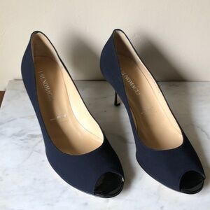 Bruno Magli Women's Navy Peep-Toe Pumps - Made in Italy